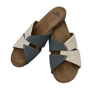Earth Origins Women's Sedona Beige Gray Suede Lexi Wide Sandal Size US 8.5 M NEW